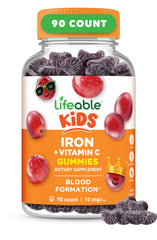Lifeable Iron for Kids bottle front showing grape gummies and brand name