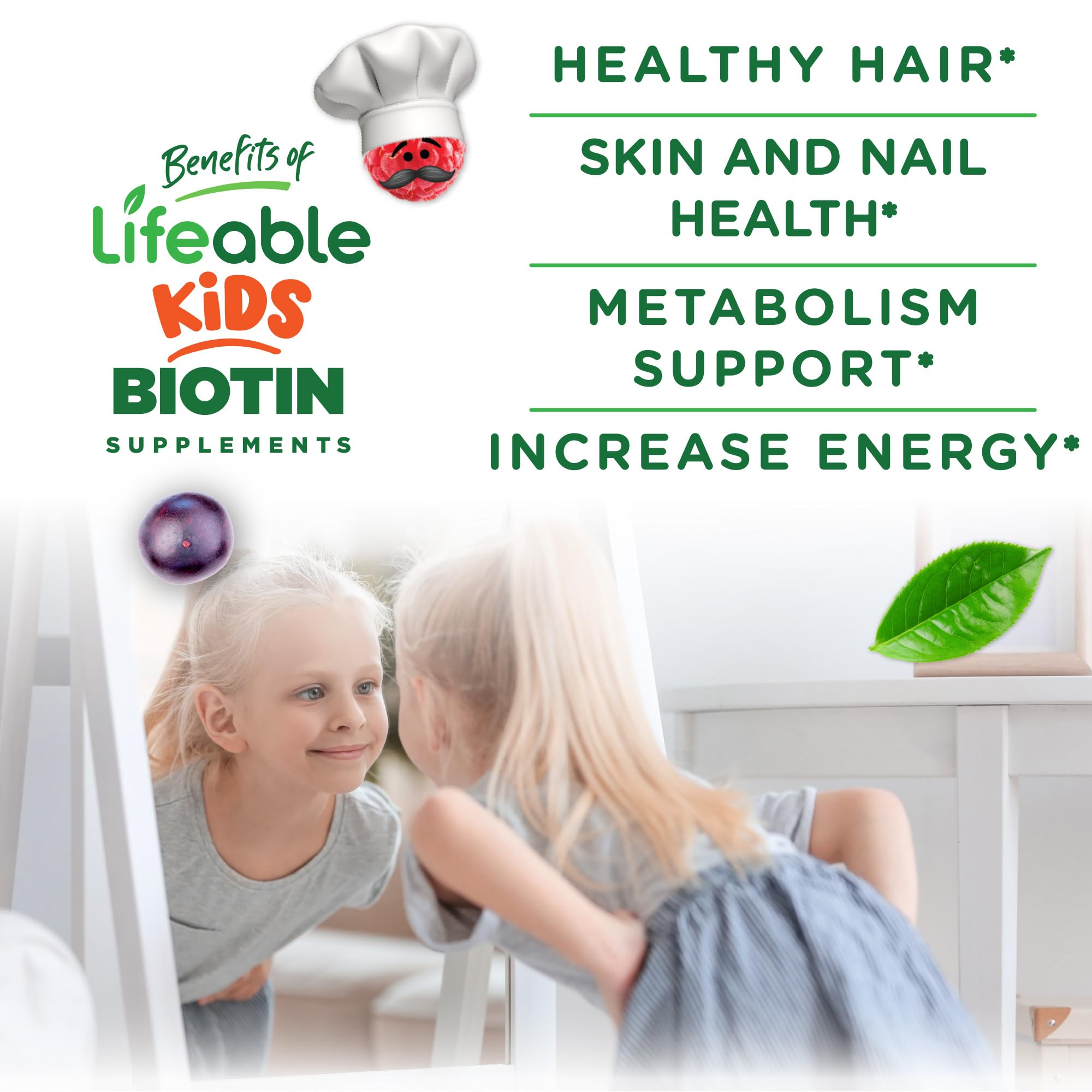 Lifeable Biotin Gummies bottle with 90 gummies enables 45 servings for families.