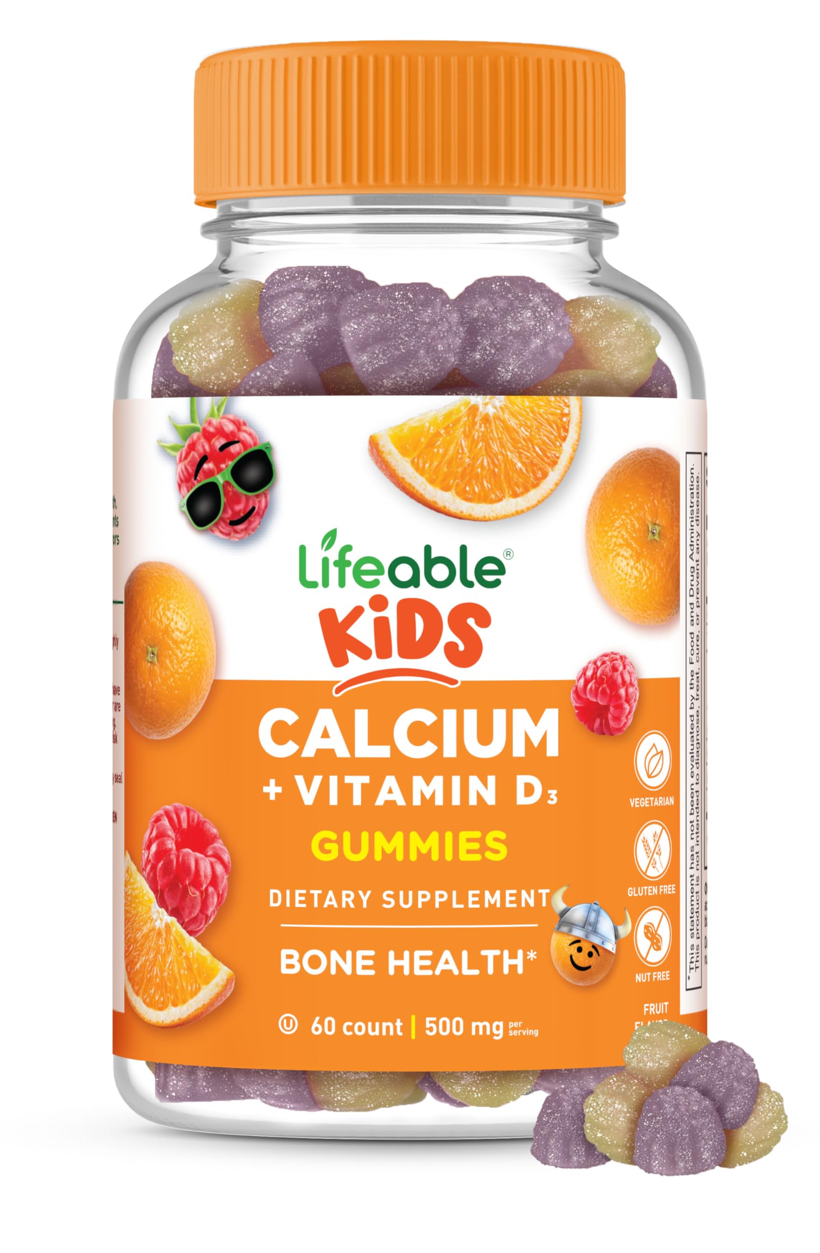 Lifeable Kids Calcium Gummies bottle offers a tasty daily dose for growing bones and healthy teeth