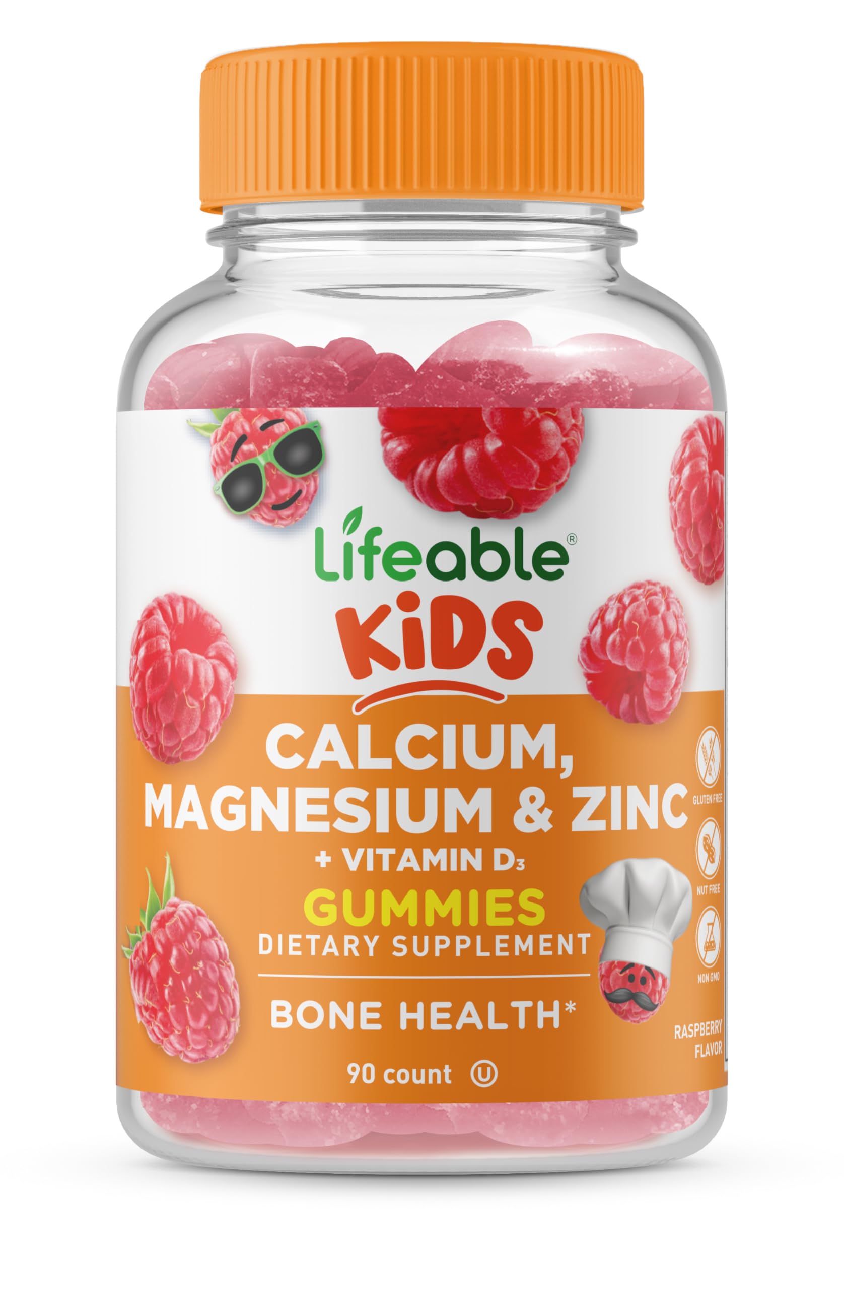 Lifeable Kids Calcium Gummies bottle on display for bone support and taste
