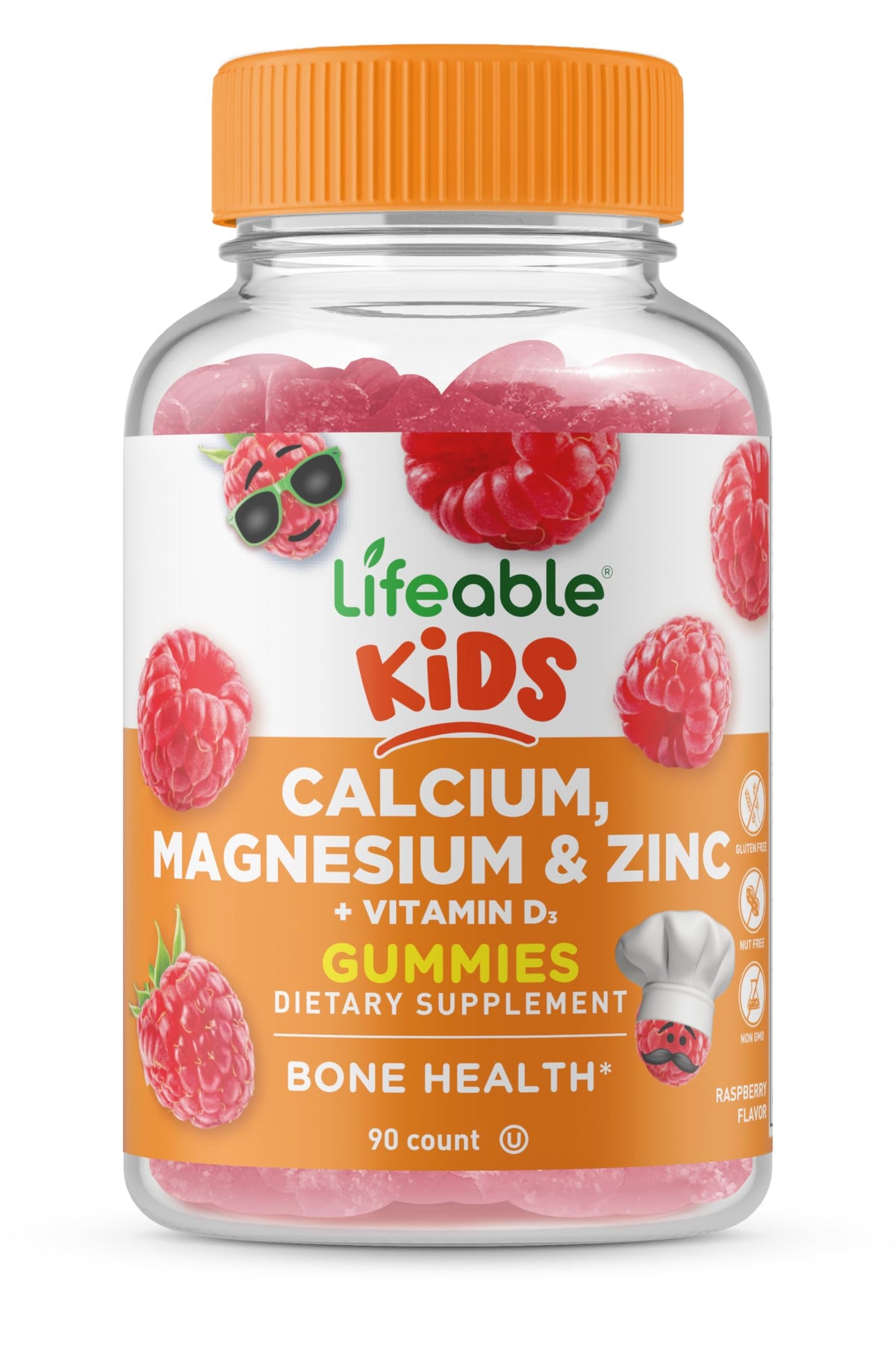 Lifeable Kids Calcium Gummies bottle on display for bone support and taste