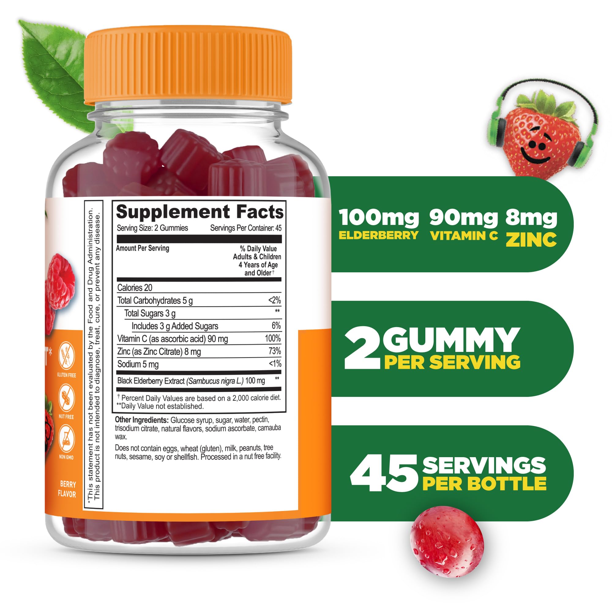 Lifeable Kids Immune Support Gummies berry flavor: kids enjoy a pleasant tasting supplement.