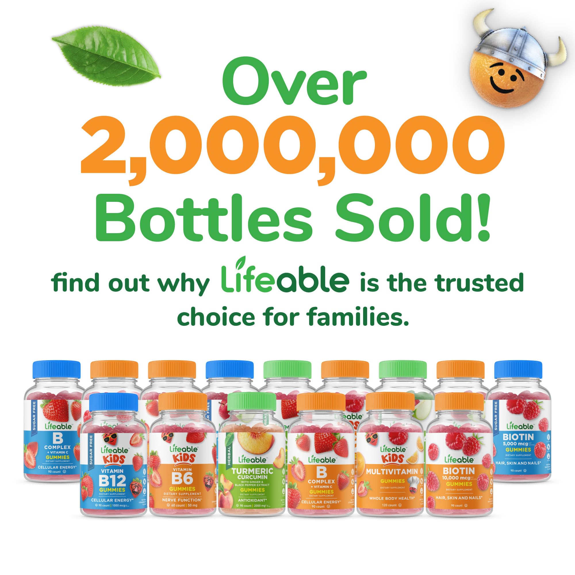 Lifeable Kids Multivitamin Gummies bottle label highlights serving size.