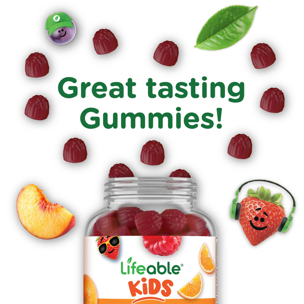Lifeable Kids Multivitamin Gummies being poured for on-the-go use.
