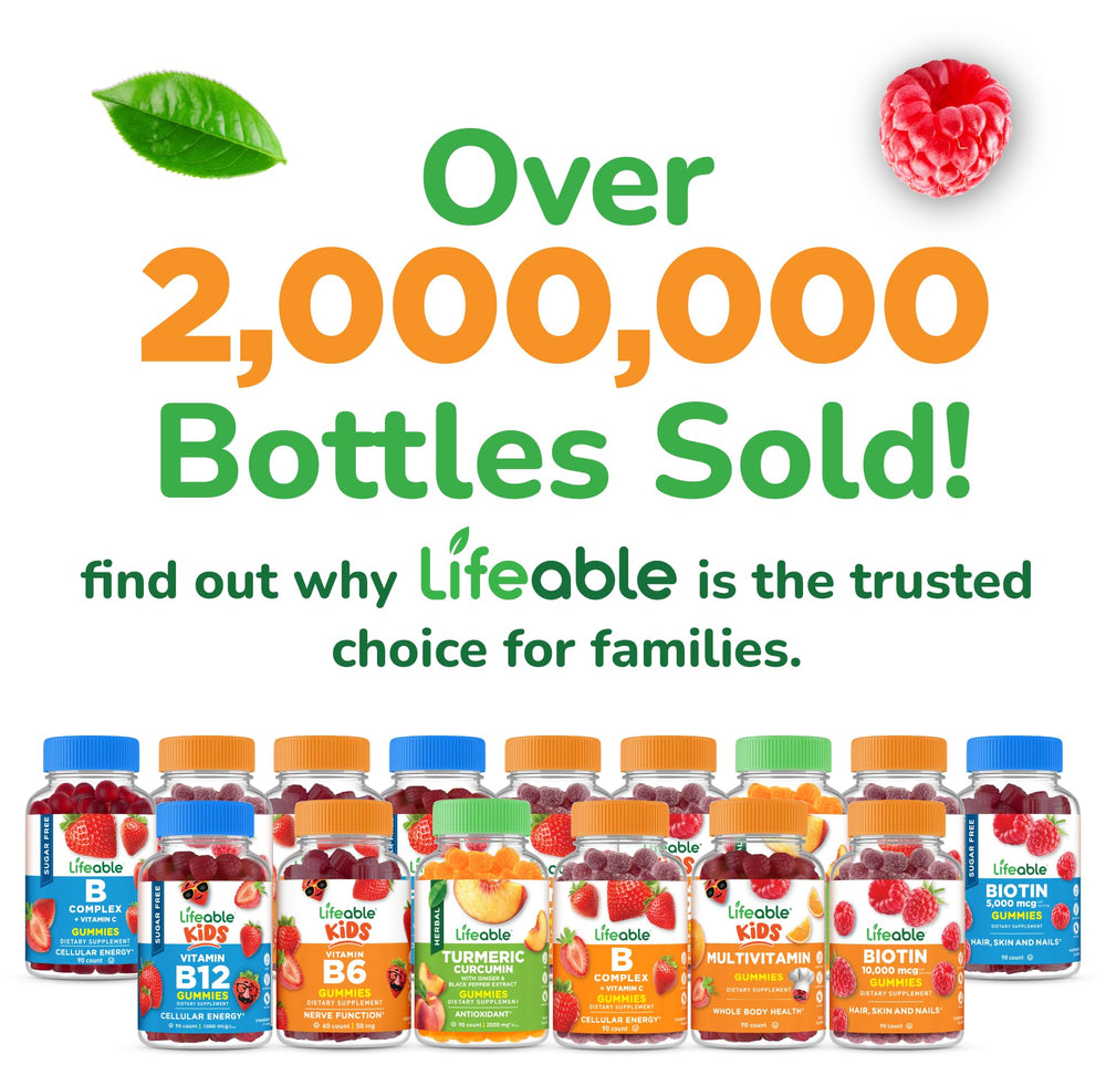 Lifeable Lions Mane Kids Gummies bottle label showing 60-count packaging.