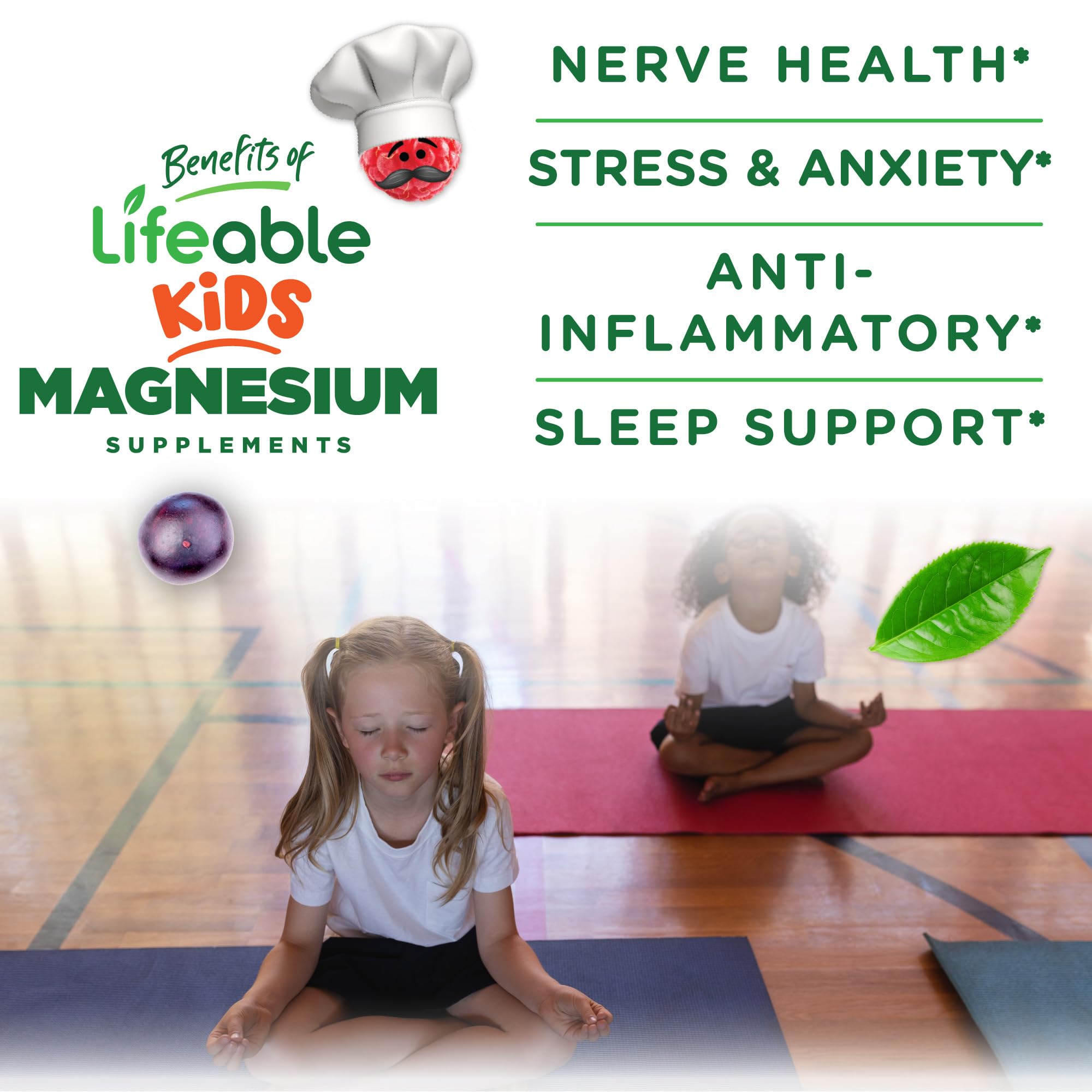 Lifeable 90-count bottle of kids magnesium gummies for a 30-day supply