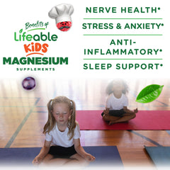 Lifeable 90-count bottle of kids magnesium gummies for a 30-day supply