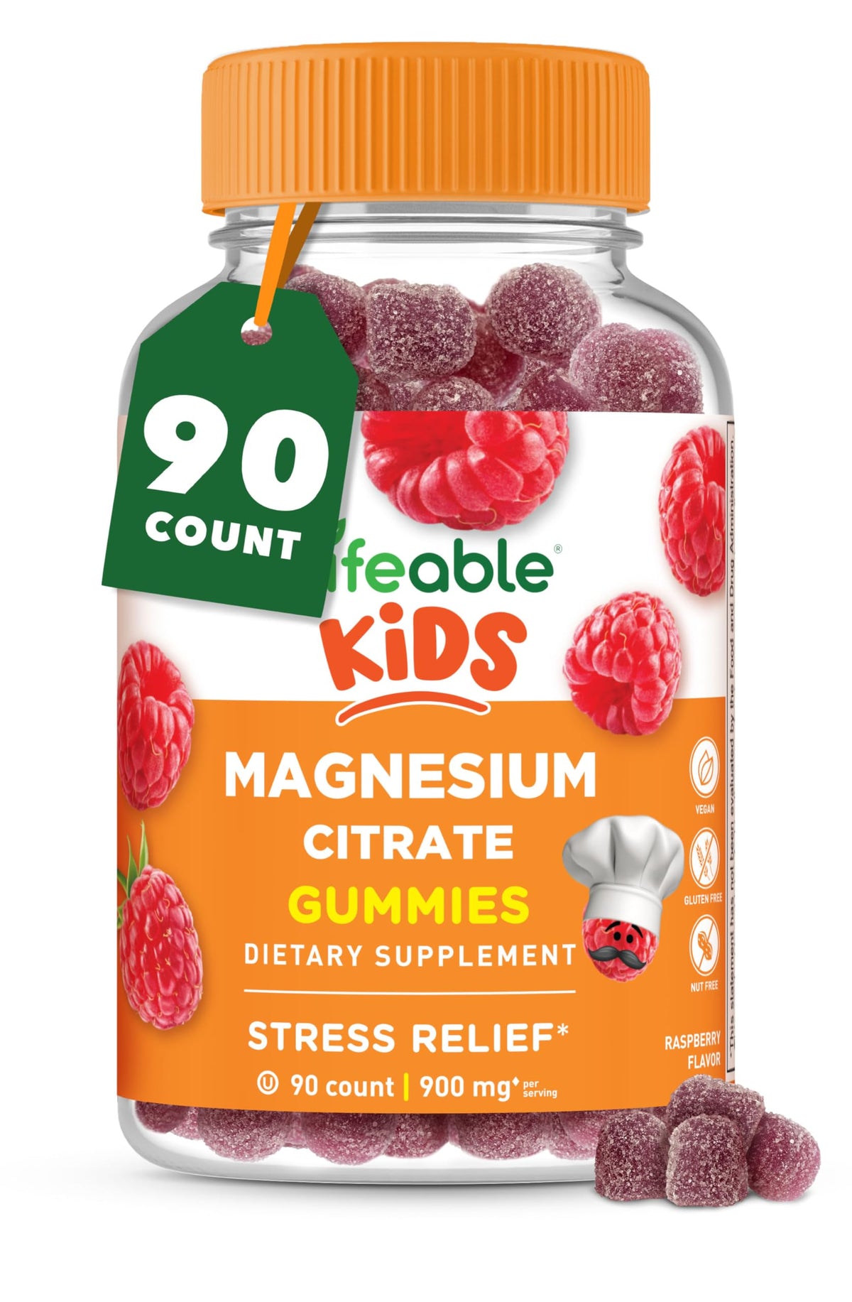 Lifeable magnesium gummies for kids with raspberry flavor for easy daily support