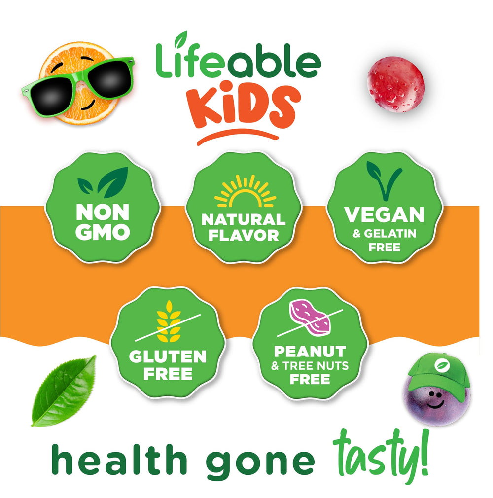 Lifeable Omega 3 for Kids Gummies oral form shows chewable gummies designed for kids.