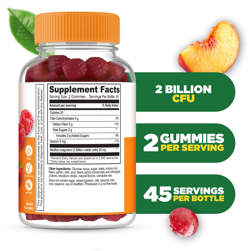 Lifeable Probiotics Gummies display 2B CFU per serving for daily balance