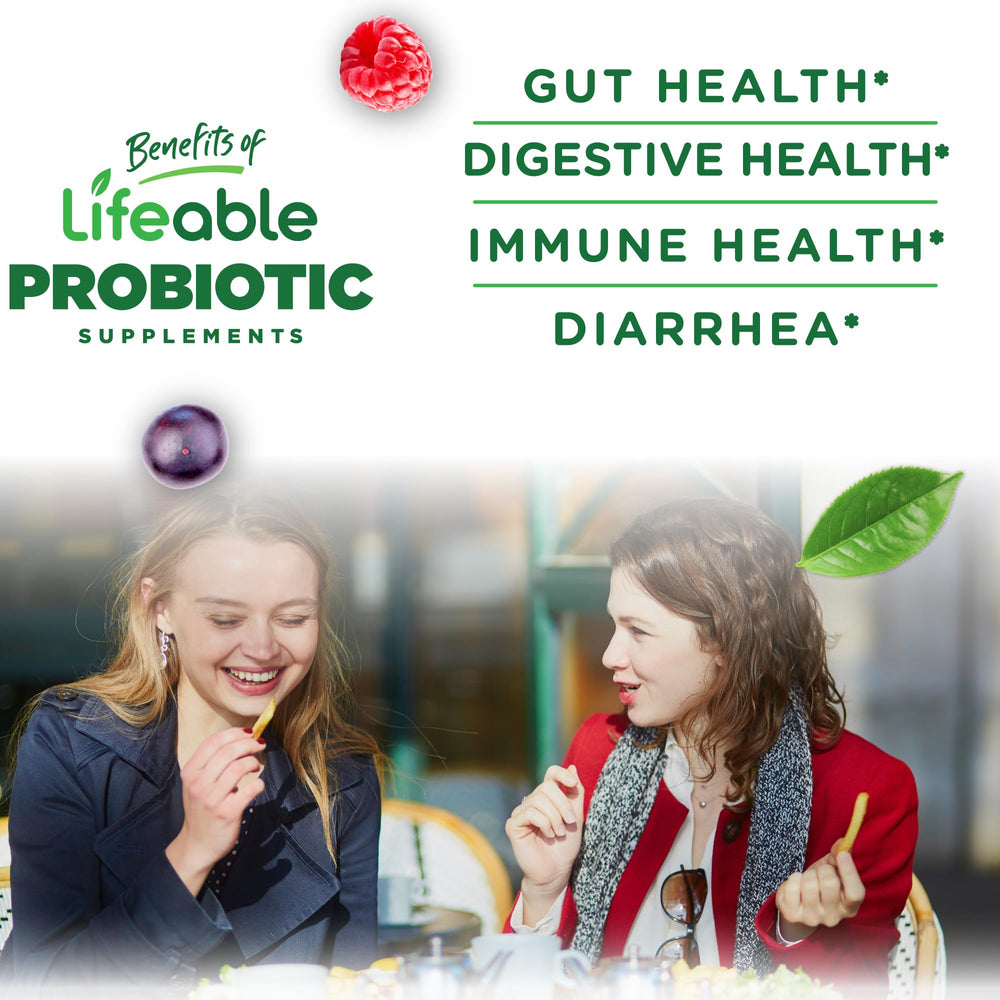 Lifeable Probiotics Gummies raspberry flavor close-up ready to chew