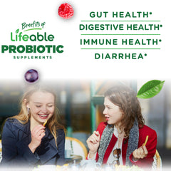 Lifeable Probiotics Gummies raspberry flavor close-up ready to chew