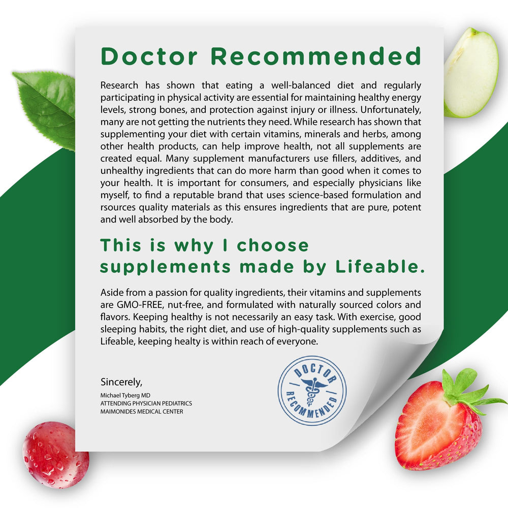 Lifeable Probiotics Gummies label highlights vegetarian and non GMO status