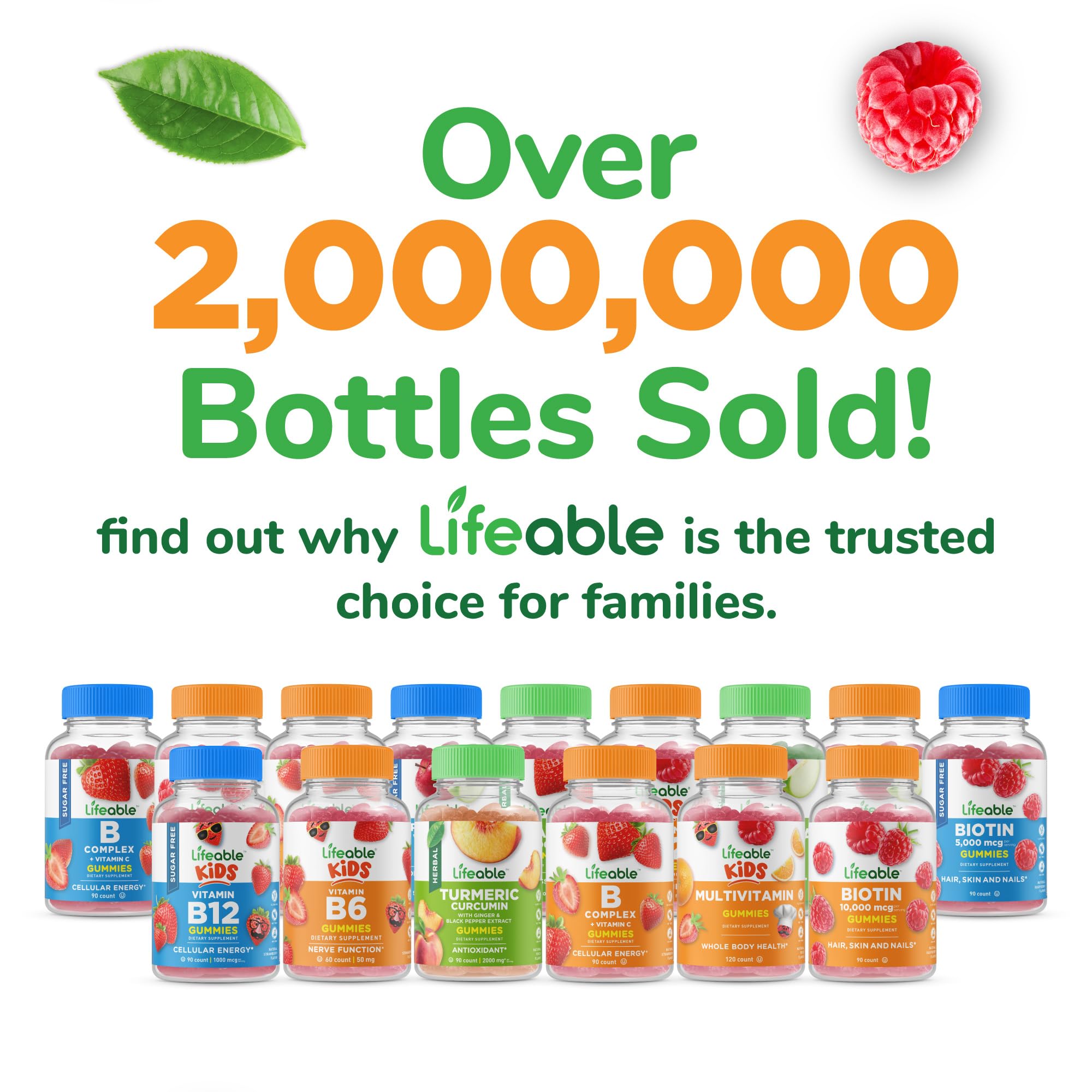 Lifeable Probiotics Gummies vegetarian and non-GMO with gluten-free and dairy-free notes