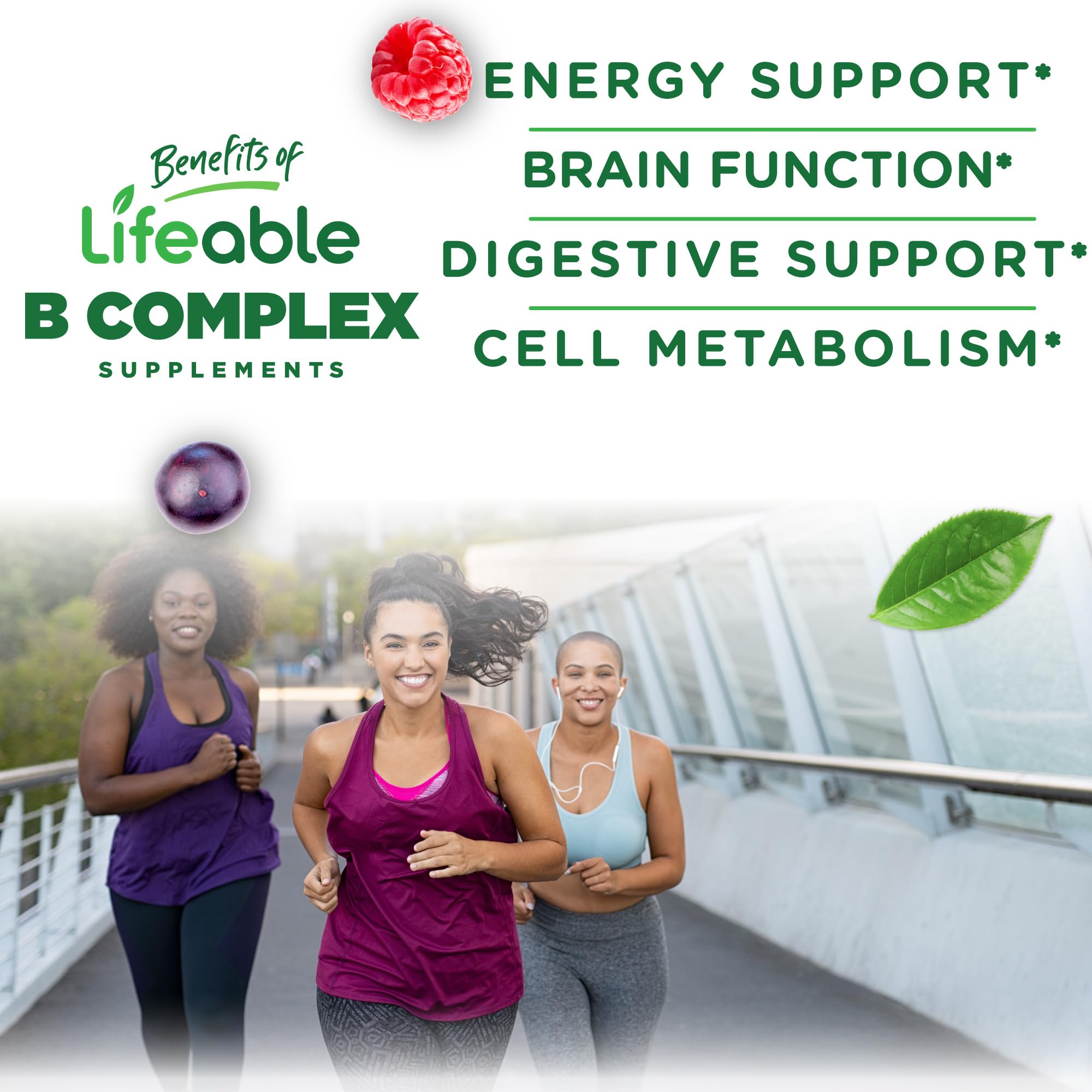 Lifeable strawberry-flavored B complex gummies close-up