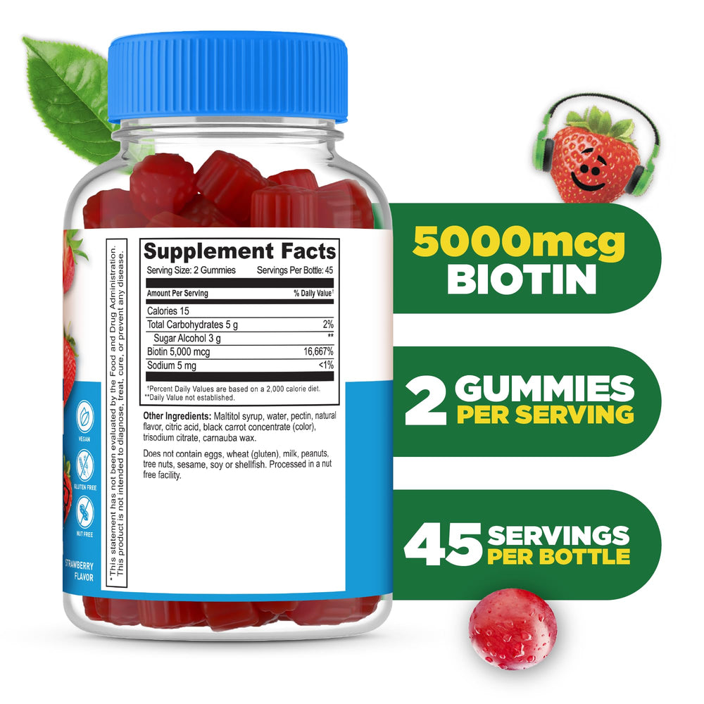 Lifeable raspberry-flavored biotin gummy close-up appealing to kids