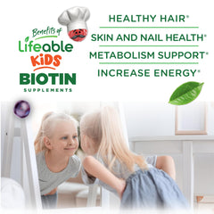 Lifeable biotin gummies nutrition facts panel showing serving size and potency