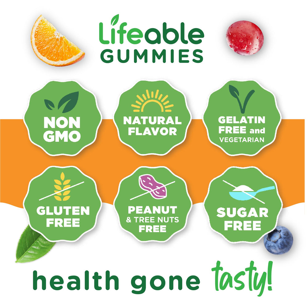 Lifeable bottle nutrition panel emphasizes non-GMO and kosher/halal attributes