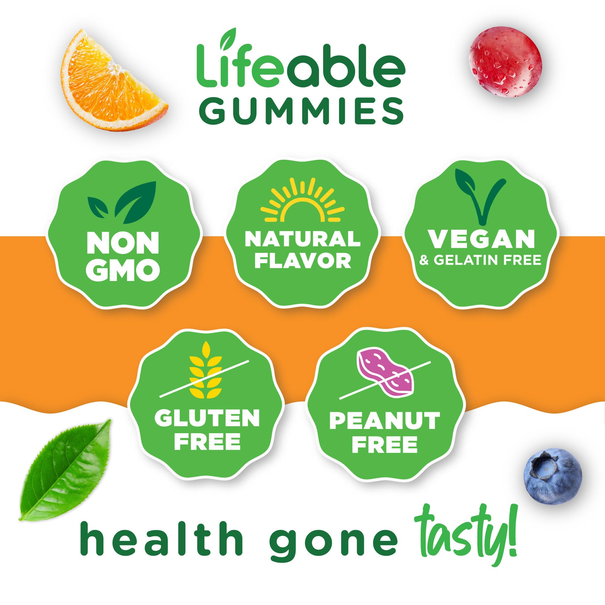 Lifeable vegan B complex gummies with natural pectin texture