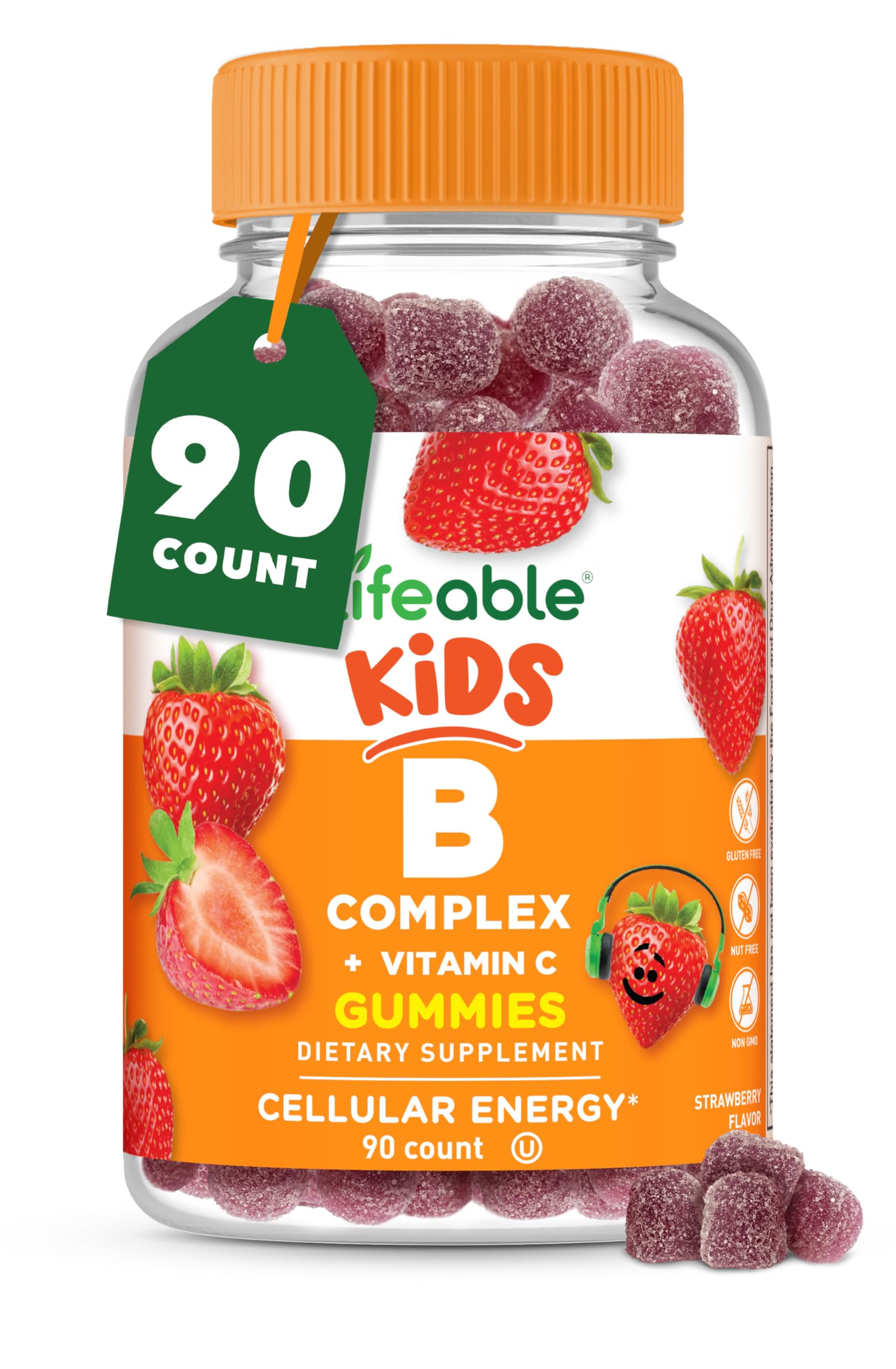 Lifeable Vitamin B Complex for Kids bottle on kitchen counter supports daily energy metabolism.