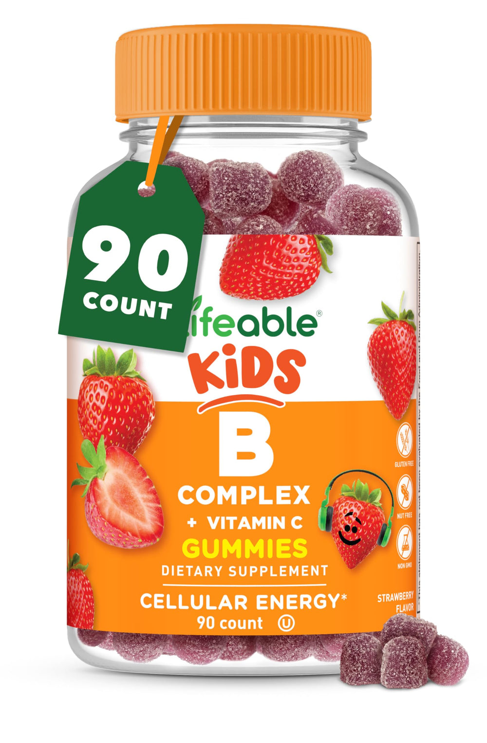 Lifeable Vitamin B Complex for Kids bottle on kitchen counter supports daily energy metabolism.