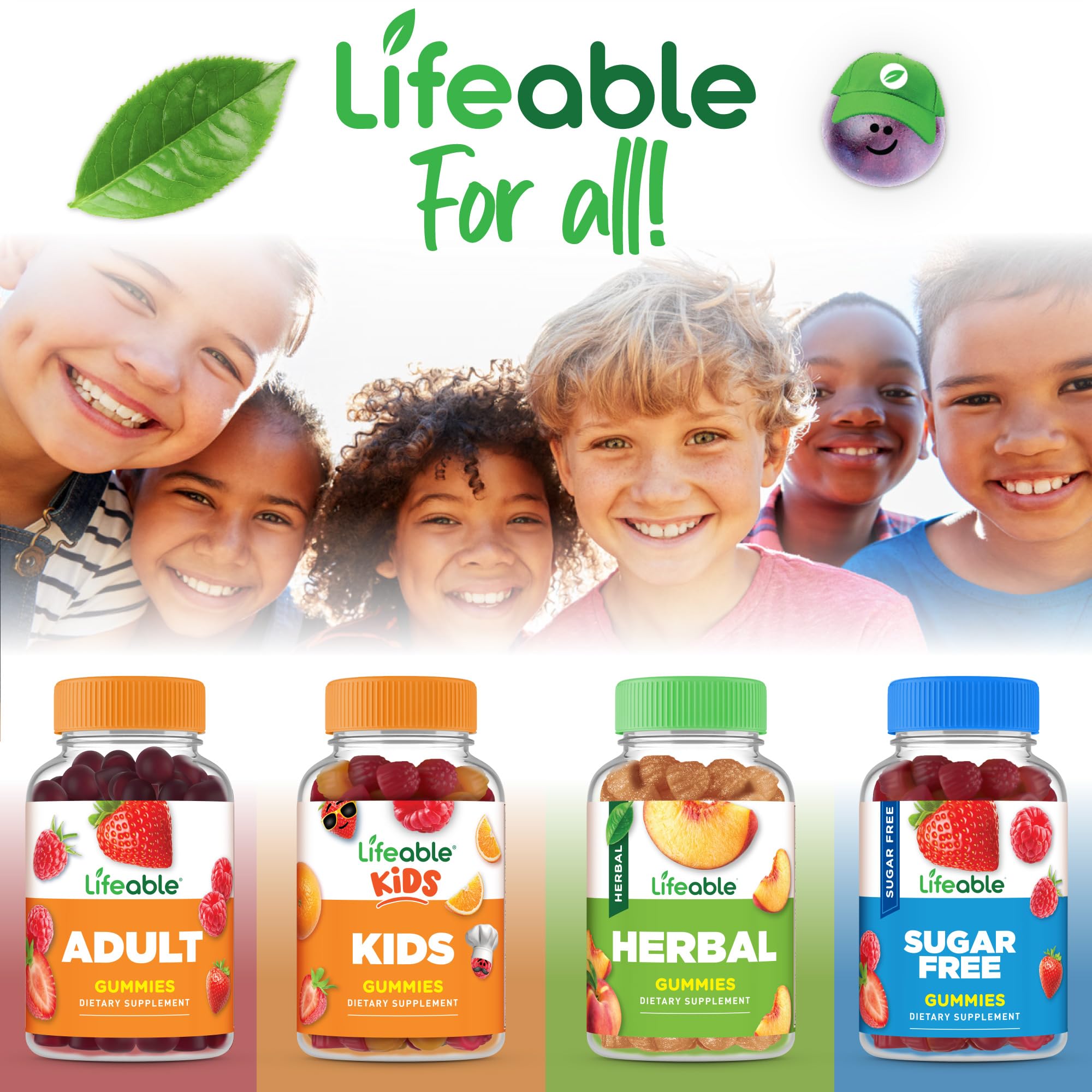 Lifeable Vitamin B Complex nutrition label highlights six B vitamins.