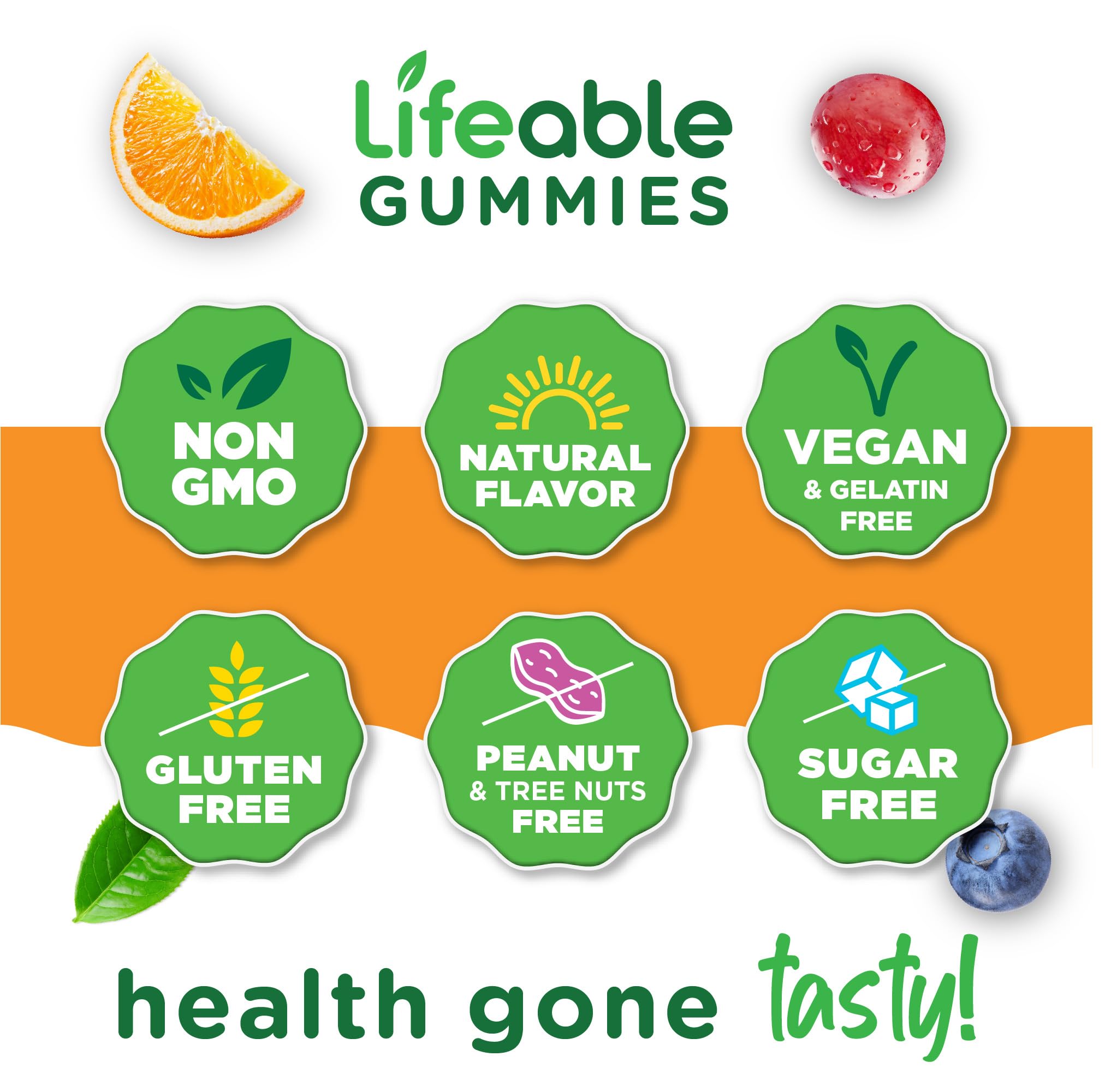 Lifeable vitamin C and zinc elderberry gummies for adults.