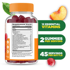 Lifeable women's multivitamin gummy bottle label closeup highlights essential vitamins.
