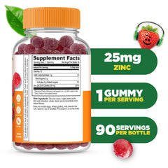 Lifeable Zinc for Kids berry gummies close-up highlighting chewy texture and appealing flavor.