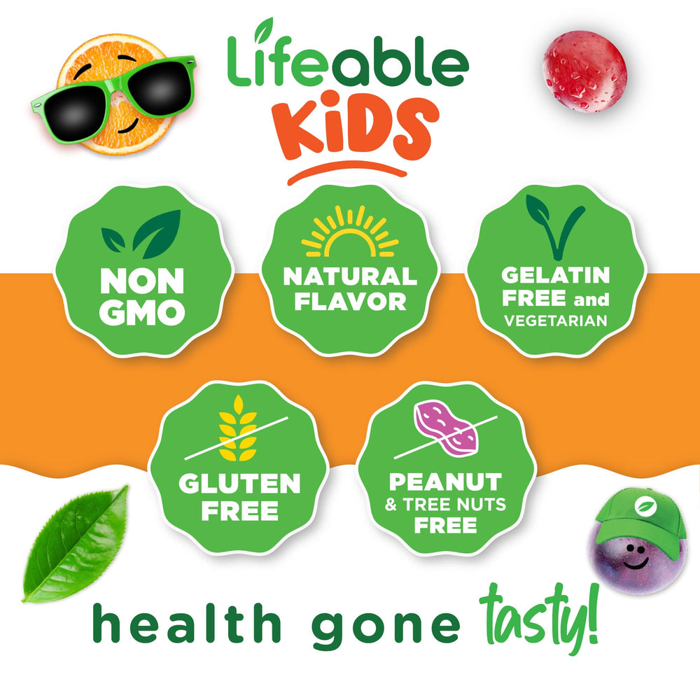 Lifeable Zinc for Kids nutrition label close-up emphasizing 90-count bottle.