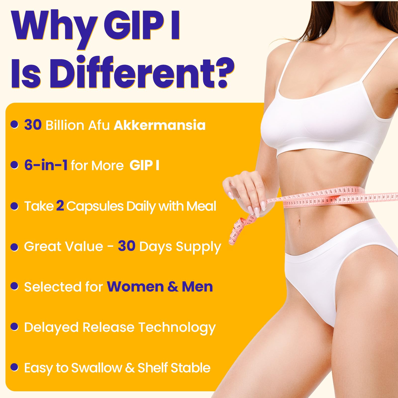 Close-up of Lifeatlas GIP capsules highlighting Akkermansia potency for daily use
