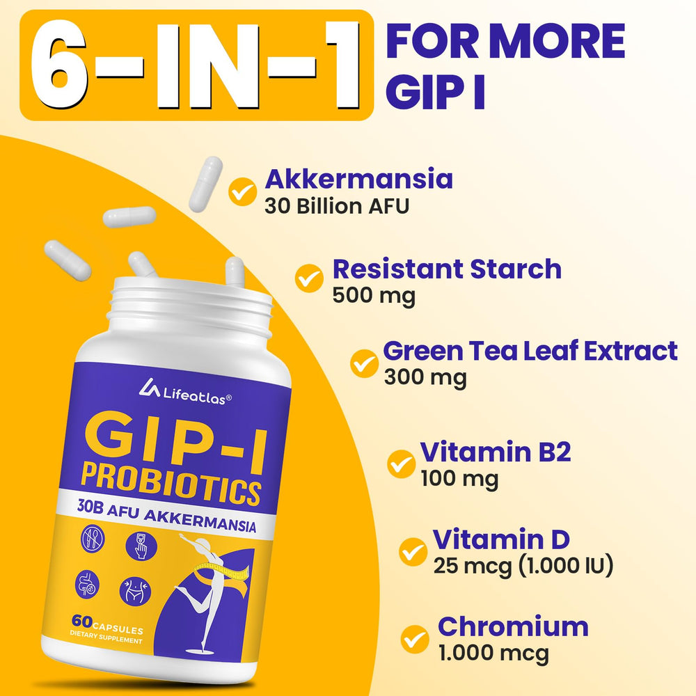 Lifeatlas GIP label detail highlighting gluten-free and gelatin-free formulation
