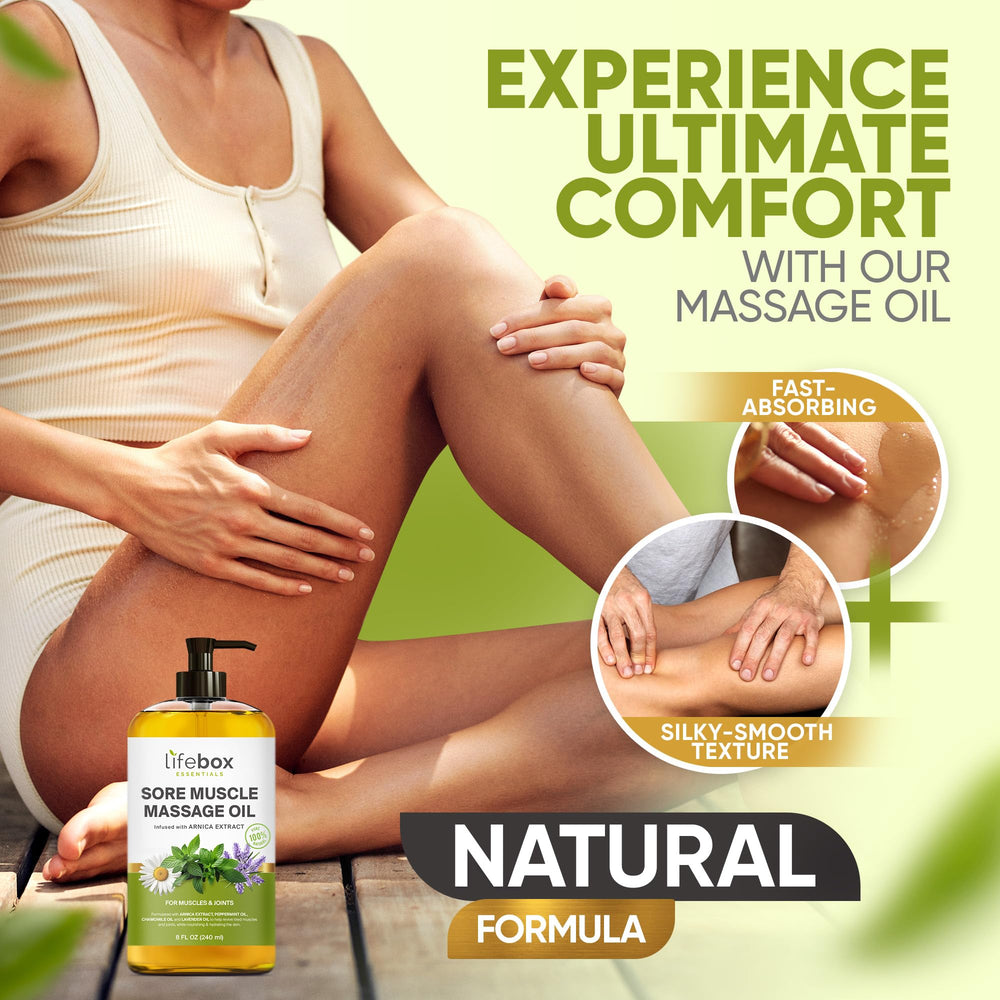 Hands applying Lifebox Essentials massage oil for targeted muscle relief