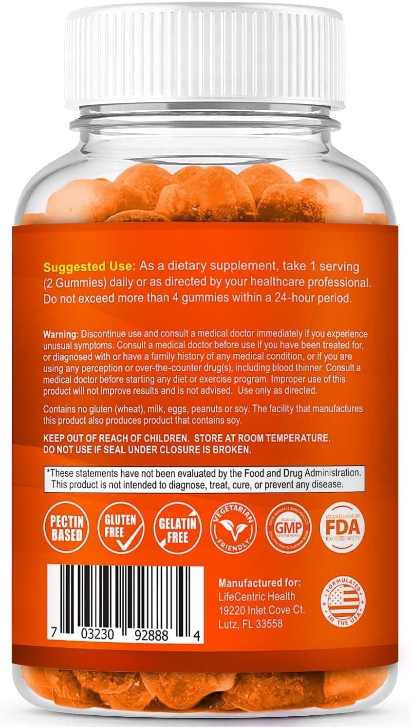 LifeCentric Health turmeric gummies ready for daily routine on kitchen counter.