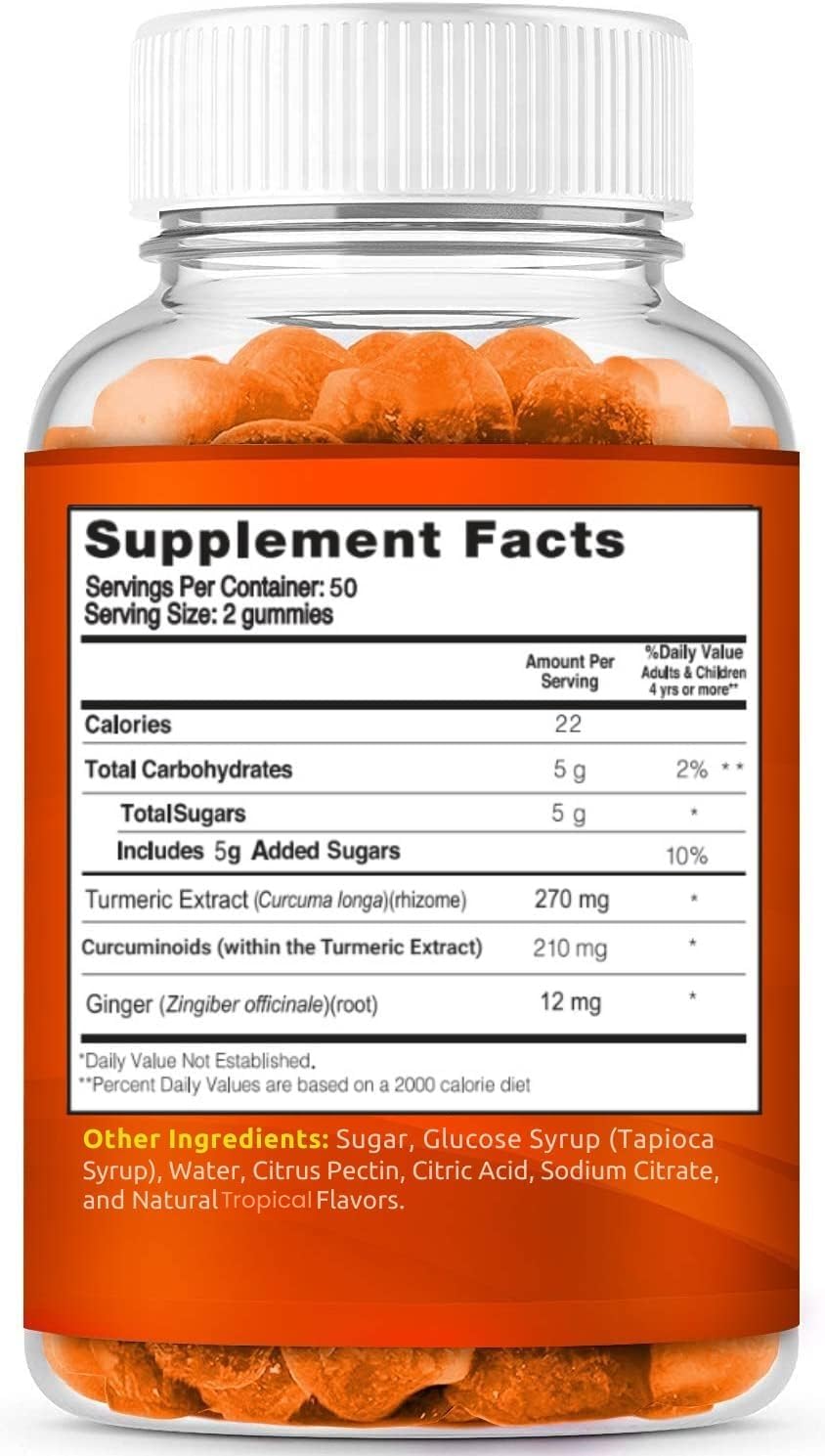 LifeCentric Health turmeric ginger gummies jar showing color and flavor.