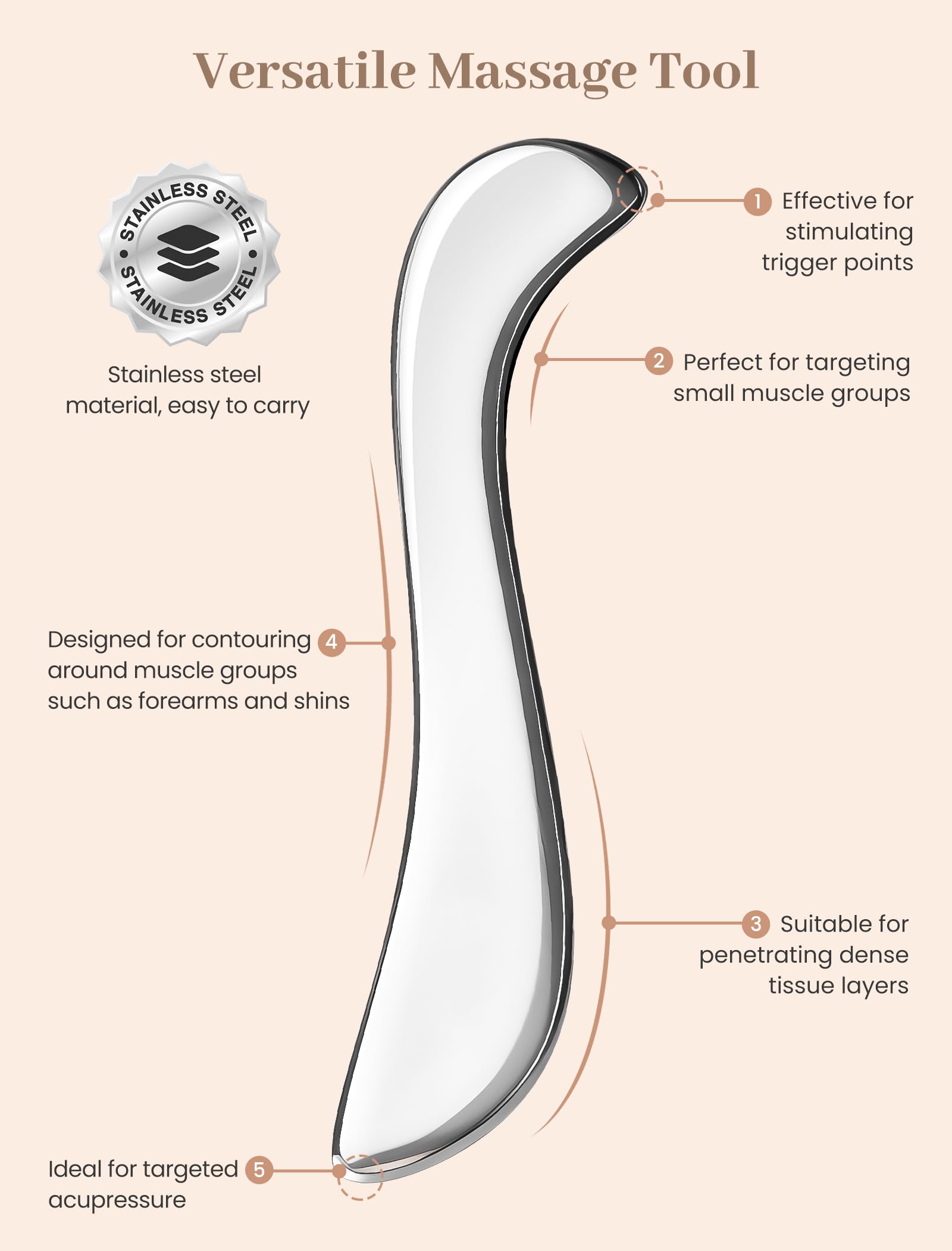 Lifechill portable gua sha tool ideal for on-the-go muscle relief.