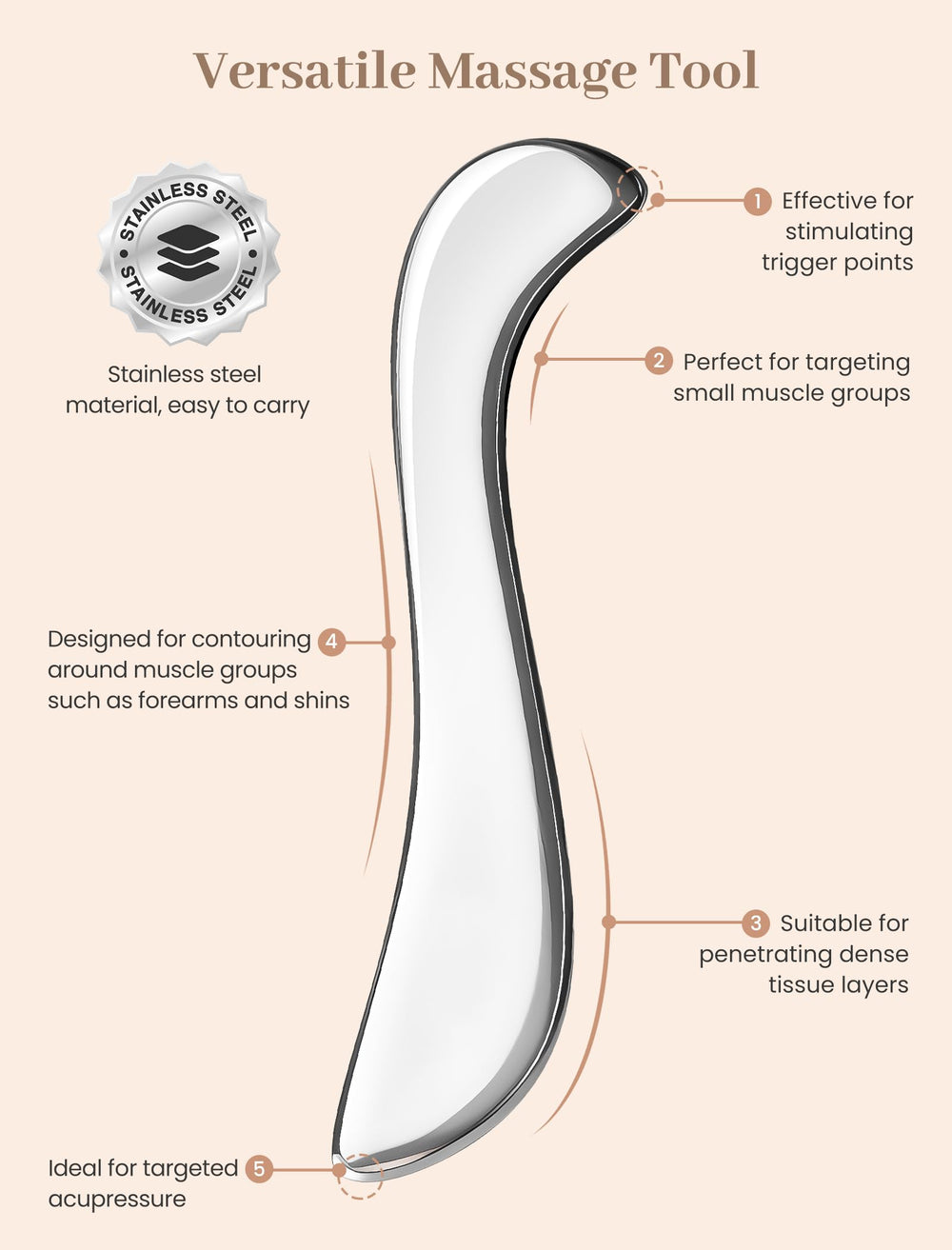 Lifechill portable gua sha tool ideal for on-the-go muscle relief.
