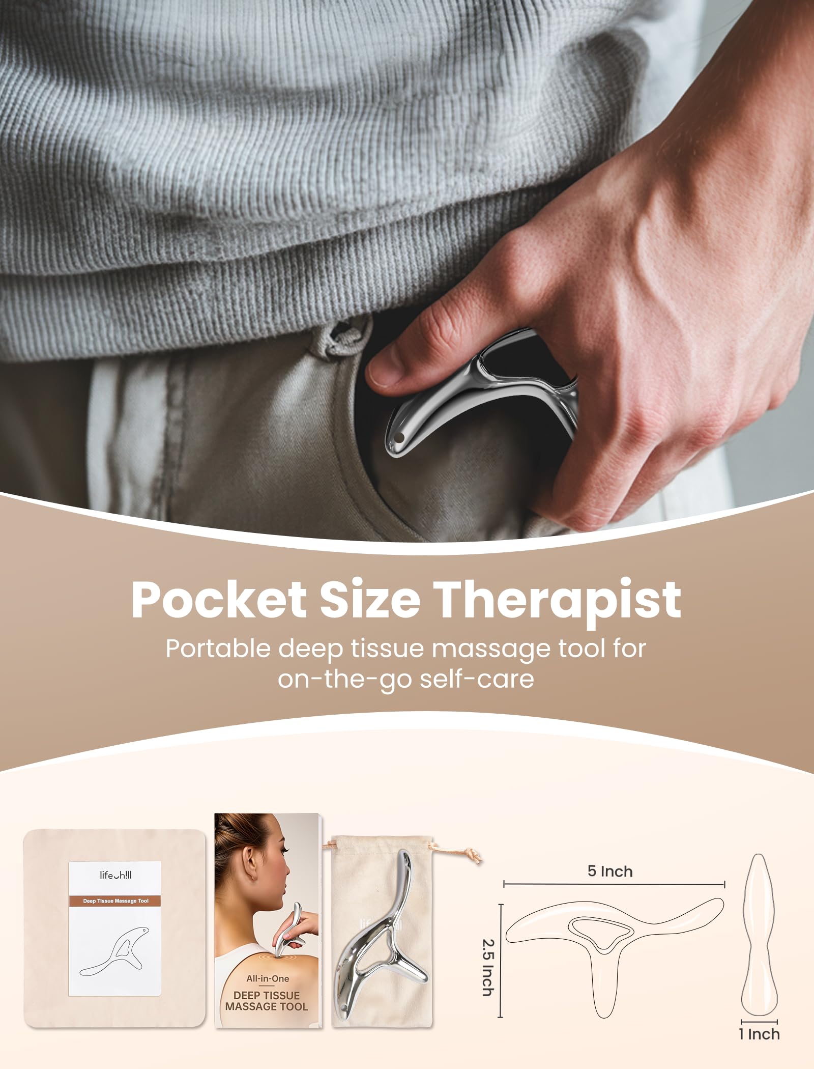 Lifechill Trigger Point Massage Tool supports versatile use from neck to feet