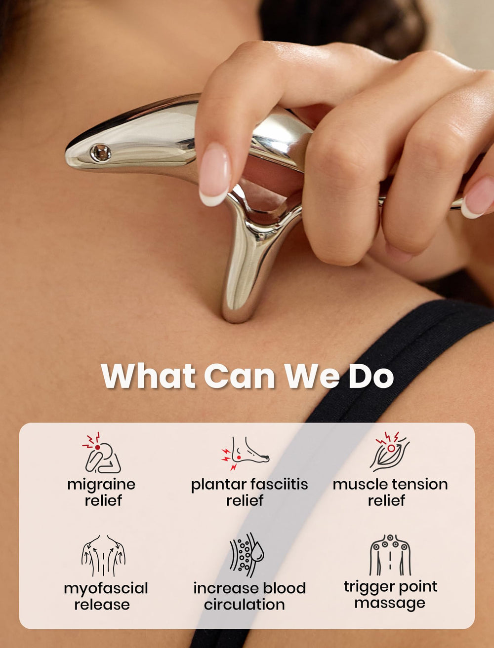 Lifechill Trigger Point Massage Tool with polished edges delivers a smoother, scratch-free experience