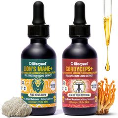 Life Cykel bottle of Cordyceps and Lion's Mane for daily energy and focus.