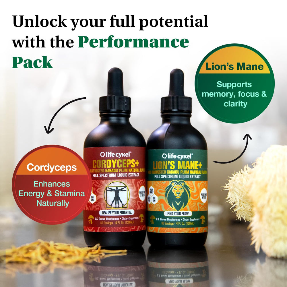 Life Cykel dropper dispensing potent mushroom tincture for quick absorption and clarity.