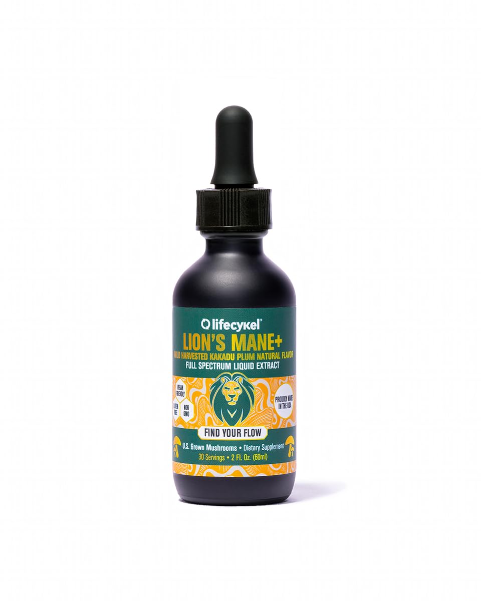 Life Cykel Lion's Mane bottle front showing organic mushroom tincture