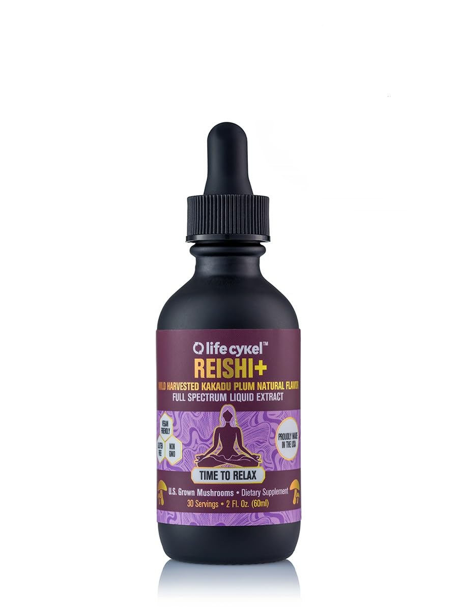 Life Cykel Reishi bottle front for restful evenings and daily balance.