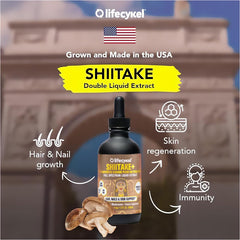 Life Cykel shiitake double extraction boosts absorption and potency.
