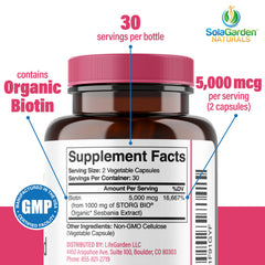 LifeGarden Naturals biotin capsules close-up showing veggie capsules