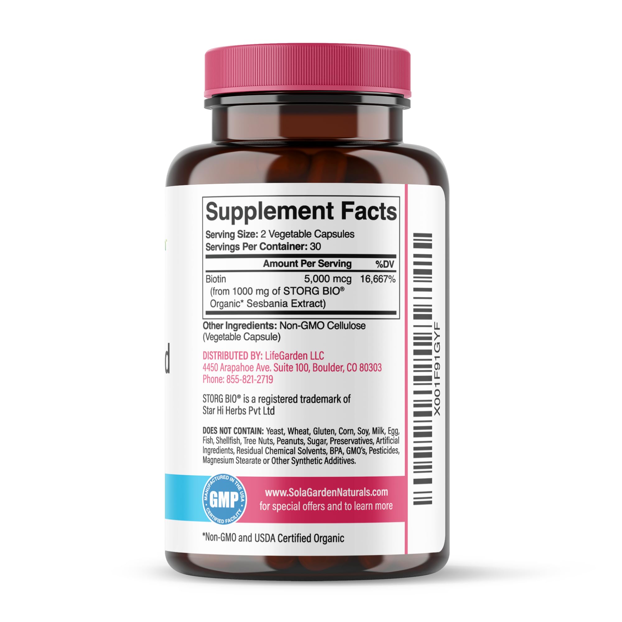 LifeGarden Naturals biotin packaging design with clean label cues