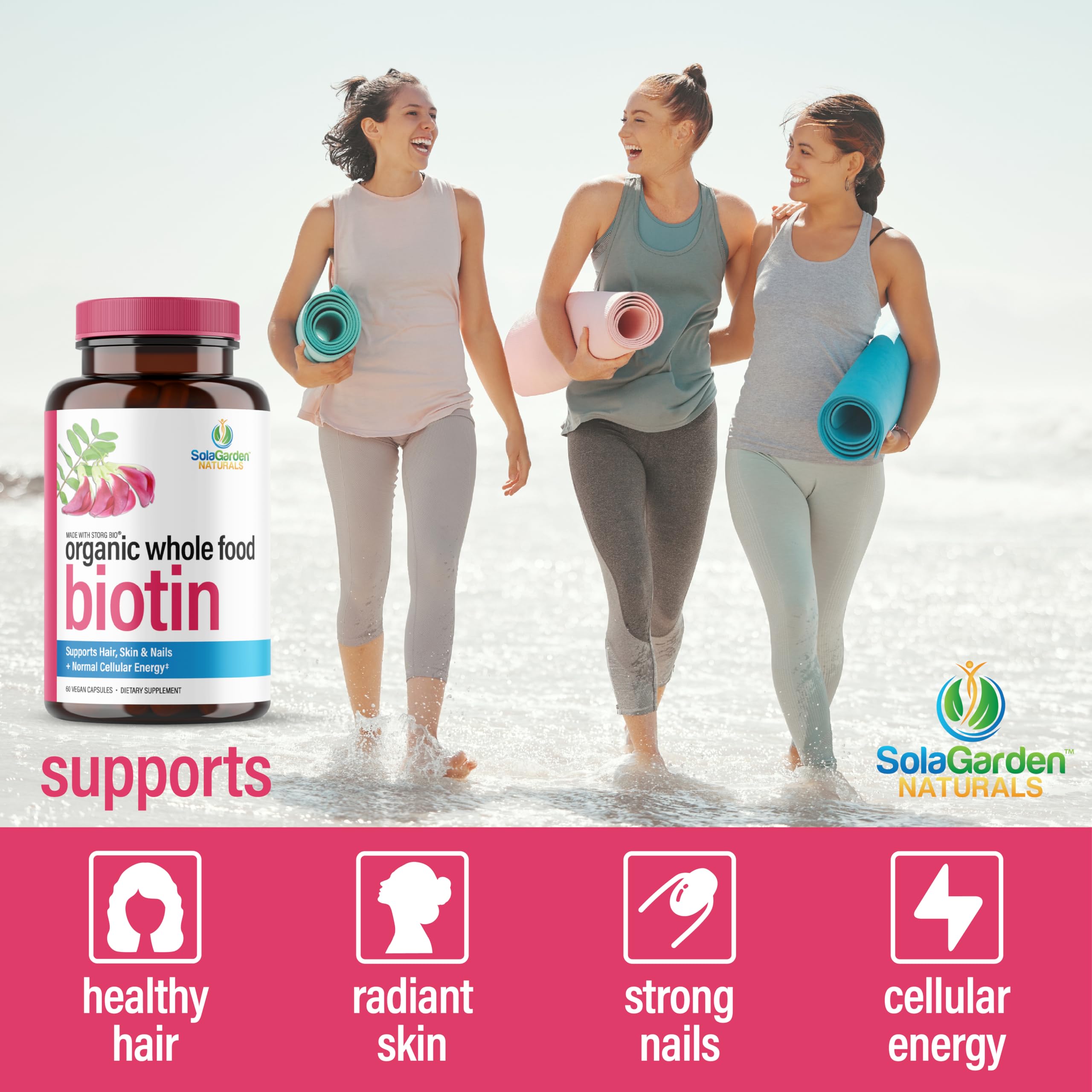 LifeGarden Naturals biotin plant-based ingredient scene featuring Sesbania Agati