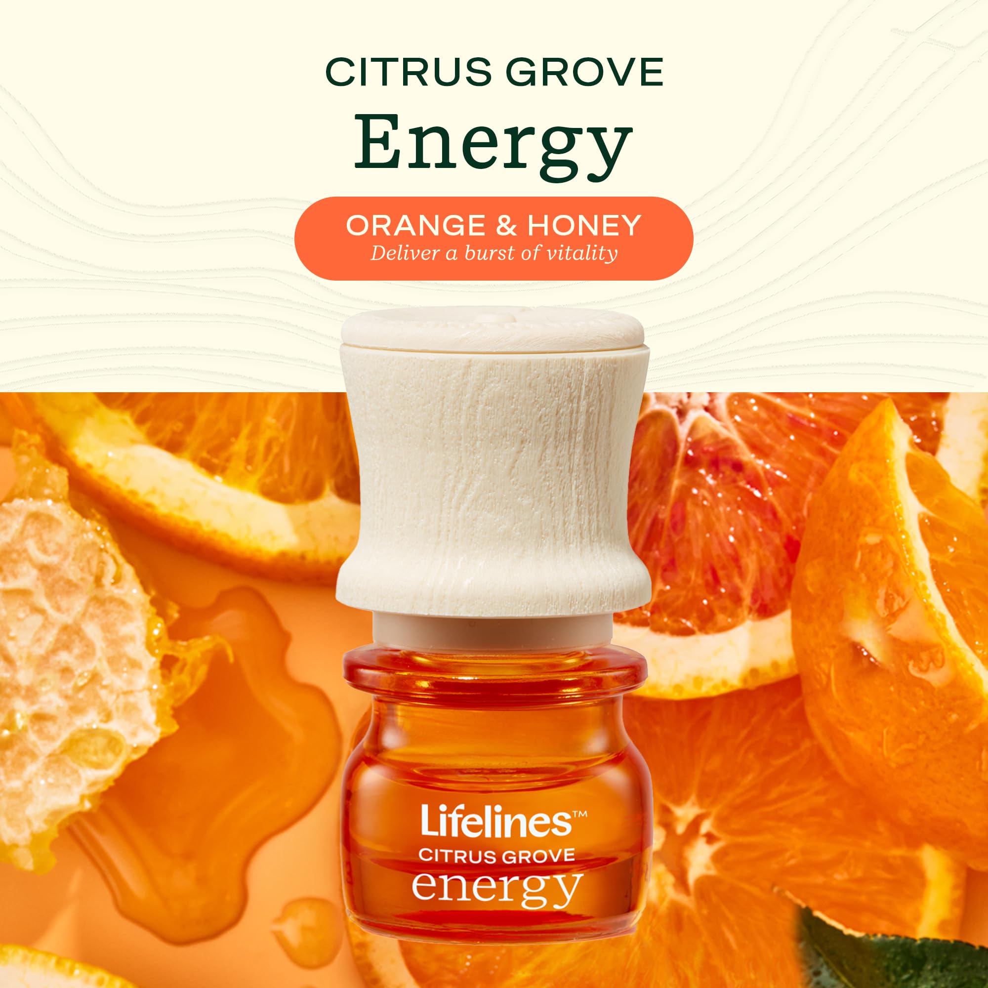 Lifelines Citrus Grove blend bottle provides bright, uplifting diffusion around the home.
