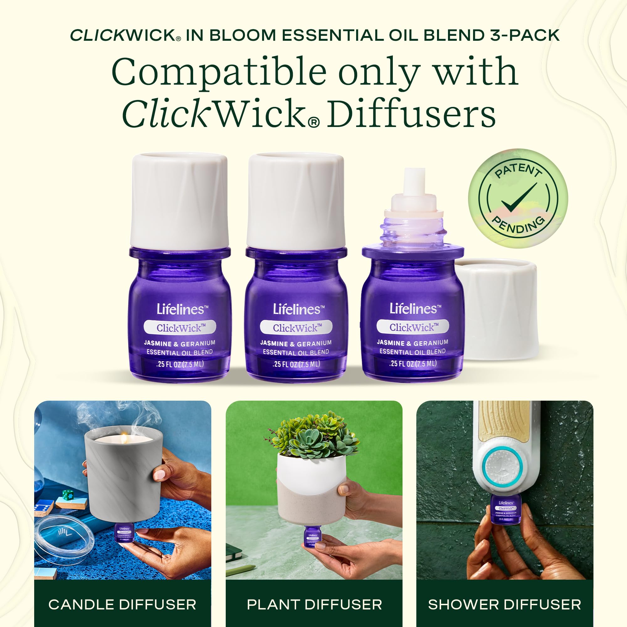 Lifelines ClickWick Bloom diffuser-base setup enables instant fragrance release