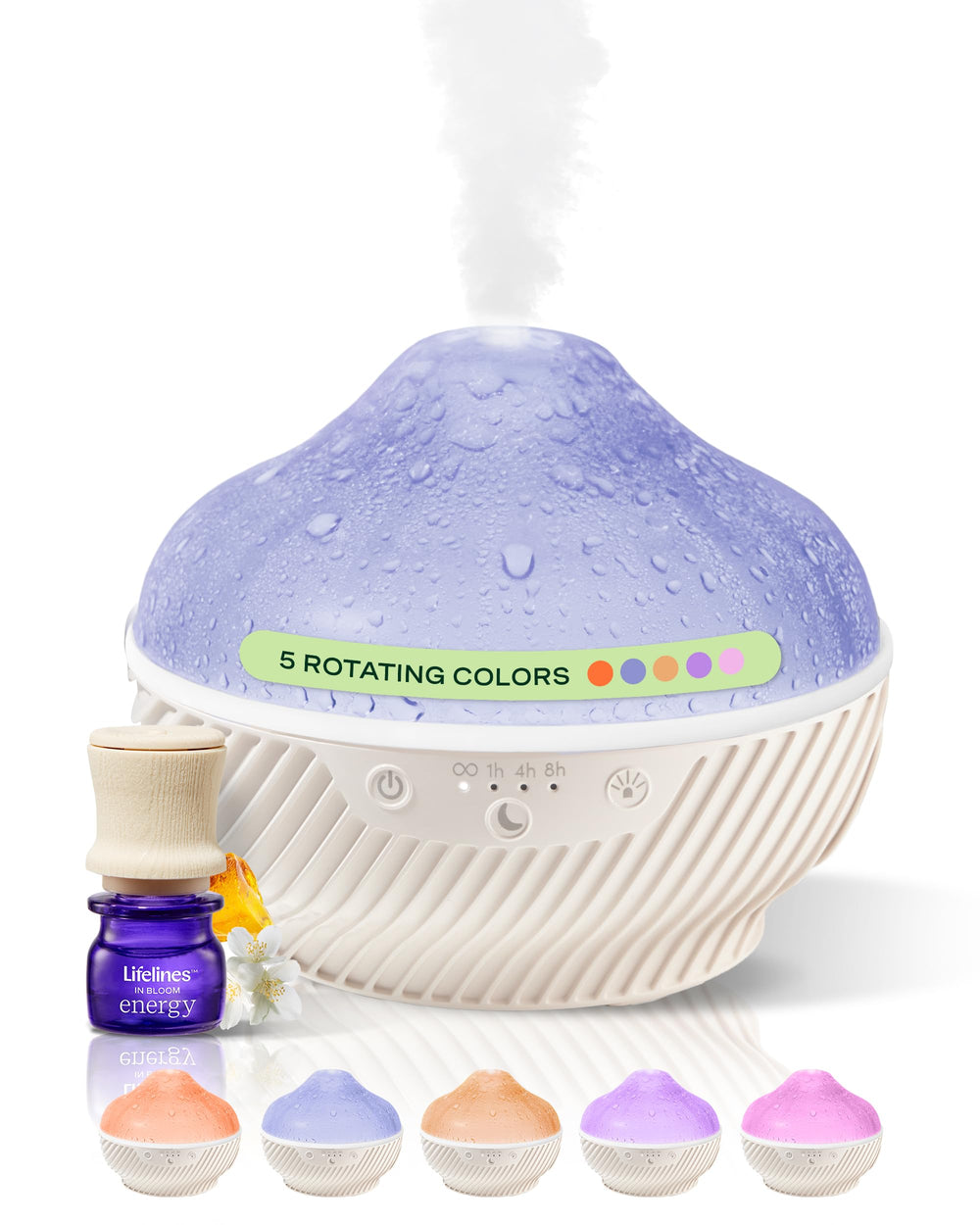 Lifelines Cloud Ultrasonic Diffuser emitting rain-like mist for a soothing ambiance
